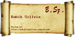 Babik Szilvia névjegykártya